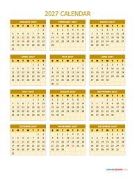 2027 calendar vertical
