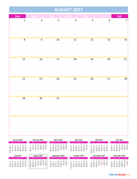 august calendar 2027 vertical