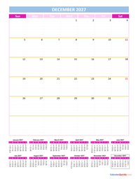 december calendar 2027 vertical