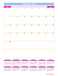 february calendar 2027 vertical