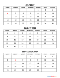 july to september 2027 calendar