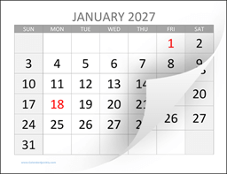 large 2027 calendar with holidays