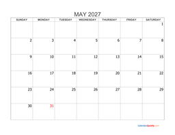 may 2027 blank calendar