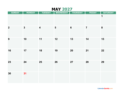 may 2027 printable calendar