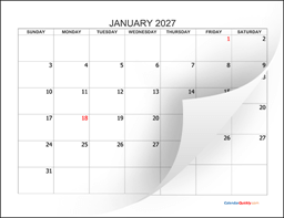 monthly 2027 blank calendar