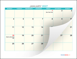 monday 2027 calendar printable