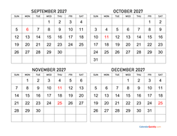 september to december 2027 calendar