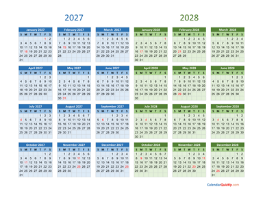 2027 and 2028 Calendar