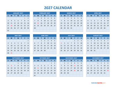 2027 Calendar