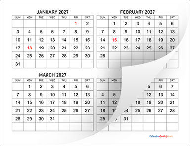 Four Months 2027 Calendar