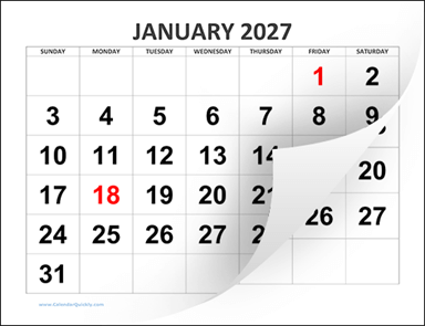 Large Blank Calendar 2027
