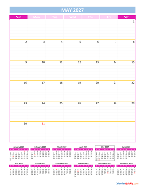May Calendar 2027 Vertical